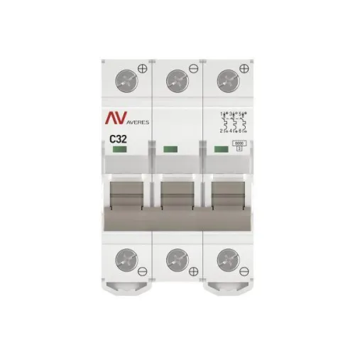Выключатель автоматический модульный 3п C 32А 6кА AV-6 AVERES EKF mcb6-DC-3-32C-av фото 3
