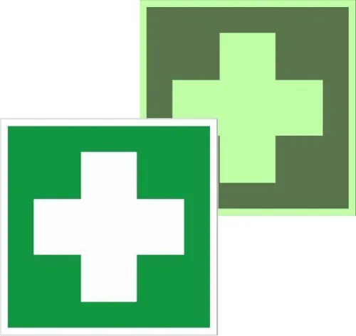 Знак медицинского и санитарного назначения EC 01 "Аптечка первой медицинской помощи" 200х200мм пленка самоклеящаяся с покрытием фотолюминесцентным EKF an-ec-01-f