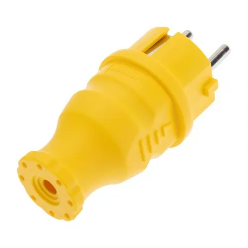Вилка прямая влагозащищенная с заземл. 16А. IP44 каучук желт. Rexant 111-014 фото 3