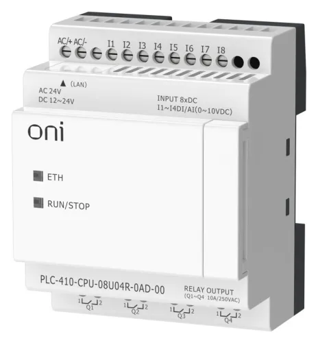 Модуль ЦПУ ПЛК 410 4 DI 4 UI (0-10 В/DI) 4 RO 12В-24В DC или 24В AC с Ethernet портом без экрана ONI PLC-410-CPU-08U04R-0AD-00 фото 5