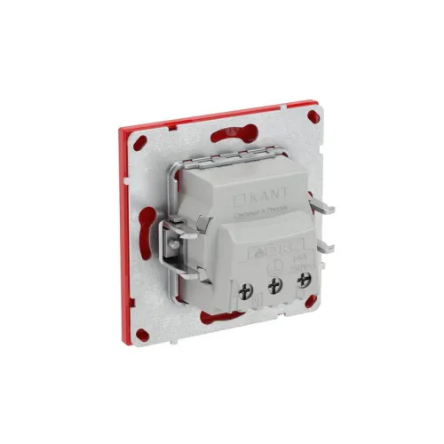 Розетка силовая KANT 2P+E без шторки красн. сатин DKC 7001033 фото 5