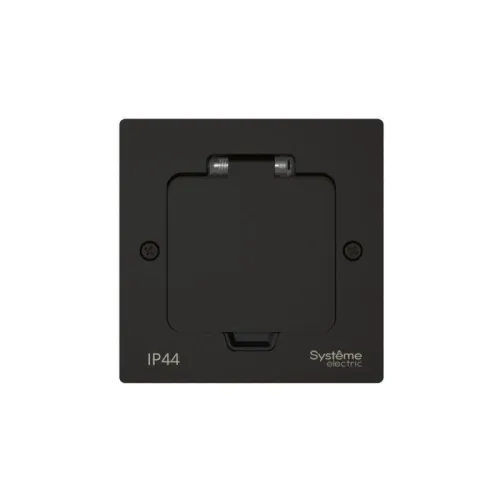 Лючок MultiDesk MDK21 с розеткой 2P+E 16А 250В IP44 с монтажной коробкой для стены фальшпола стола черн. матов. SE MDK21102MBA фото 2