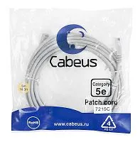 Патч-корд U/UTP PC-UTP-RJ45-Cat.5e-5m 2xRJ45/8p8c кат.5E неэкранир. PVC 5м сер. Cabeus 7215c