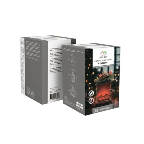 Камин светодиодный Рождество с эффектом живого огня 15х14х26см батарейки 2хС (не в комплекте) и USB бронзовый Neon-Night 511-027 фото 2