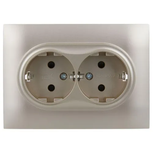 Розетка 2-м SKANDY 16А с заземл. защ. шторки в сборе SK-R07Sh шампань IEK SK-R24-16-K37-F фото 2