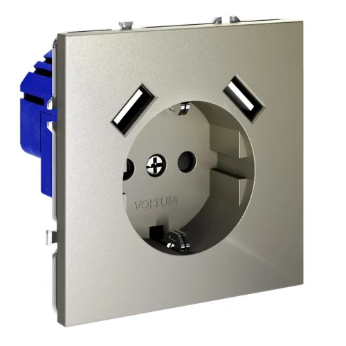 Розетка 1-м СП S70 16А с USB A+A с заземл. защ. шторки механизм шелк Voltum VLS040404 фото 4