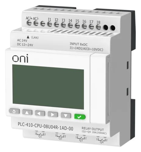 Модуль ЦПУ ПЛК 410 4 DI 4 UI (0-10 В/DI) 4 RO 12В-24В DC или 24В AC с Ethernet портом с экраном ONI PLC-410-CPU-08U04R-1AD-00 фото 5