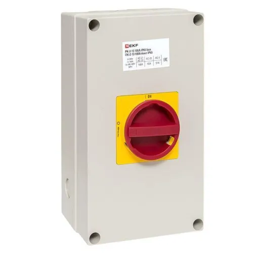 Переключатель кулачковый ПК-2-13 100А 3п "ВКЛ-ВЫКЛ" с блокировкой в боксе IP65 PROxima EKF pk-2k-13-100-a65