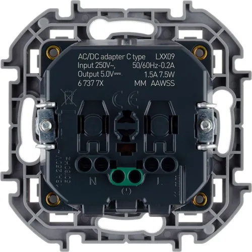 Розетка 1-м СП Inspiria 16А IP20 250В 2P+E немецк. стандарт с заряд. устр. USB тип C 1.5А 5В механизм алюм. IEK 673772 фото 6