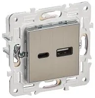 Розетка USB A+C 18Вт SKANDY SK-R13N никель IEK SK-U22-018-K50