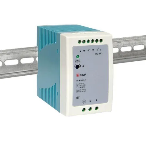 Блок питания на DIN-рейку 100Вт Uвх ~ 220В AC m Uвых - 24В DC постоянного тока EKF DR-M-100W-24 фото 7