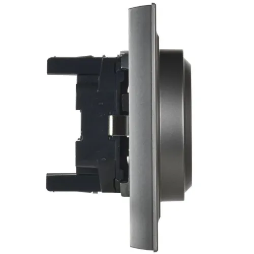 Розетка 2-м СП BRITE РС12-3-БрС 16А в сборе с заземл. без защ. шторок сталь IEK BR-R21-16-K46-F фото 2