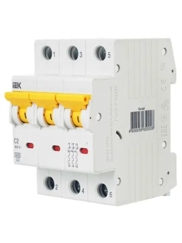 Выключатель автоматический модульный 3п C 2А 6кА ВА47-60M KARAT IEK MVA31-3-002-C фото 9