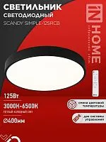 Светильник светодиодный SCANDY SIMPLE-125RCB 125Вт 3000-6500К 10000лм 230В 400х50мм пульт ДУ черн. IN HOME 4690612062136