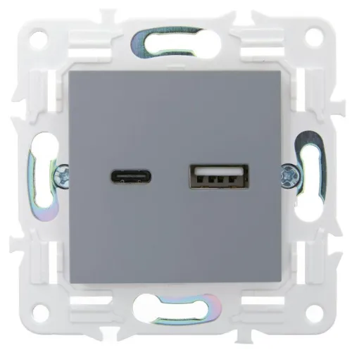 Розетка USB A+C 18Вт SKANDY SK-R13Gr сер. IEK SK-U22-018-K03 фото 2