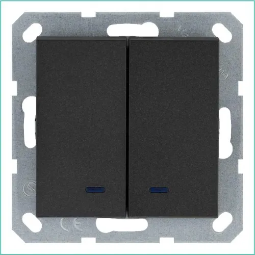 Выключатель 2-кл. 10А IP20 с подсветкой механизм антрацит Jasmart G3023NB