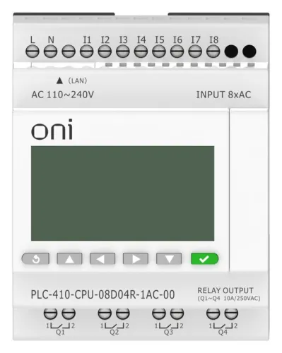 Модуль ЦПУ ПЛК 410 8 DI 4 RO 220В AC с Ethernet портом с экраном ONI PLC-410-CPU-08D04R-1AC-00 фото 7