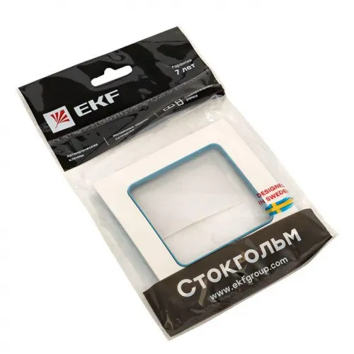 Рамка 1-м Стокгольм бел. с линией цвета син. PROxima EKF EXM-G-304-30 фото 5