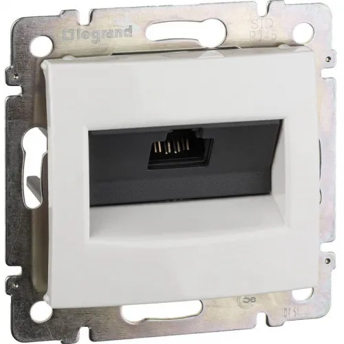 Розетка компьютерная 1-м СП Valena RJ45 кат.5E UTP на захватах механизм бел. Leg 774230 фото 2