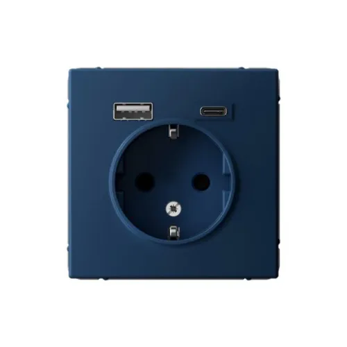 Розетка ArtGallery 16А с 2-мя заряд. устройствами USB A+C 5В/2.4А/3А 2х5В/1.5А механизм аквамарин SE GAL001132