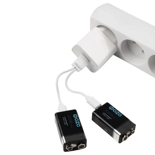 Аккумулятор литиевый "крона" 9В Li-Ion 4100мВт.ч 455мА.ч зарядка от Type-C шнур в комплекте BL-2 (уп.2шт) ФАZА 5061699 фото 3