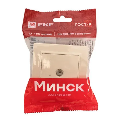 Розетка телевизионная TV 1-м СП Минск 5-862МГц 75Ом беж. EKF ERA00-027-20 фото 4