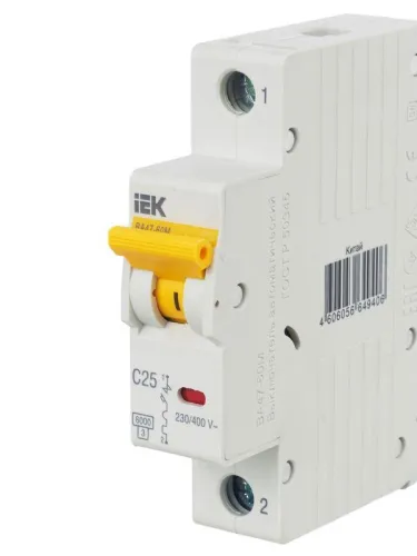 Выключатель автоматический модульный 1п C 25А 6кА ВА47-60M KARAT IEK MVA31-1-025-C фото 4