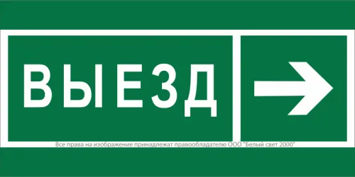 Знак безопасности NPU-2714.N07 "Направление к воротам выезда направо" Белый свет a20339