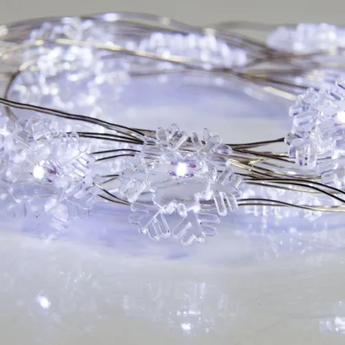 Гирлянда светодиодная "Снежинки" 2м 20LED бел. 2Вт 6В IP20 провод прозр. элементы питания 2хCR2032 (в компл.) Neon-Night 303-010 фото 4