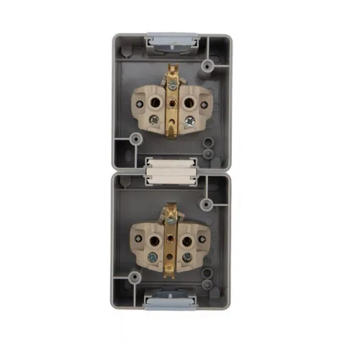 Блок ОП 2 розетки вертик. INDUSTRIAL с заземл. керамика IP54 сер. Kranz KR-78-0616 фото 3