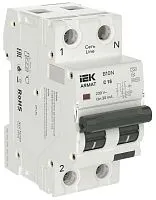 Выключатель автоматический дифференциального тока 2п (1P+NP) C 16 30мА тип A АВДТ B10N 36мм ARMAT IEK AR-B10N-1N-C016A030