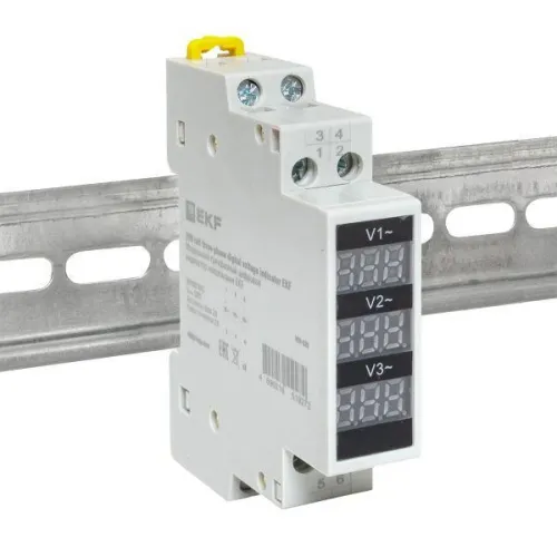 Индикатор напряжения модульный трехфазный цифровой EKF VDI-G33 фото 2