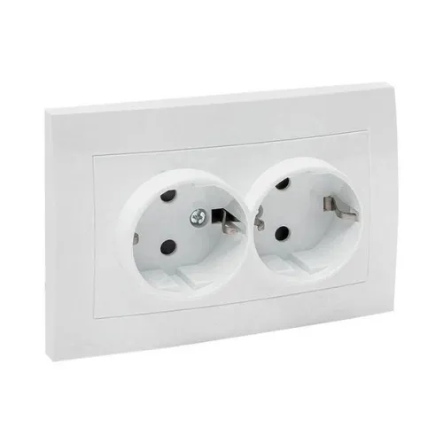 Розетка 2-м СП Валенсия 16А IP20 с заземл. защ. шторки бел. PROxima EKF EWR16-128-10 фото 3