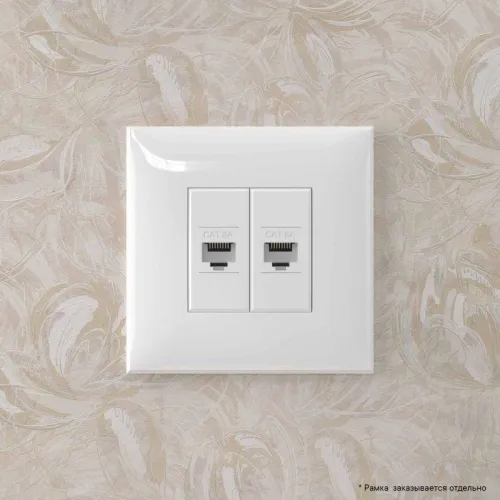 Розетка компьютерная 2-м СП Avanti "Белое облако" RJ45 кат.6A без шторок механизм DKC 4400674 фото 3