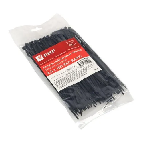 Хомут кабельный 2.5х150 нейл. черн. (уп.100шт) EKF plc-cb-2.5x150 фото 3