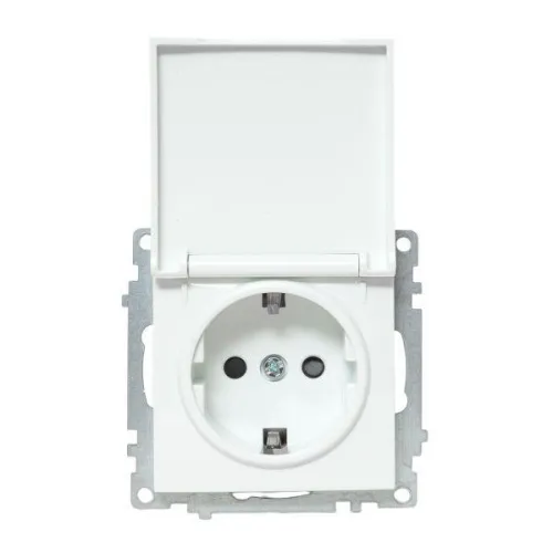 Механизм розетки 1-м Валенсия 16А IP44 с заземл. защ. шторки с крышкой бел. PROxima EKF EWV10-124-90 фото 9