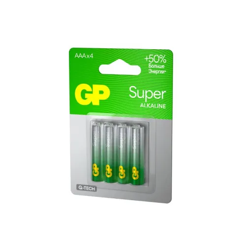 Элемент питания алкалиновый AAA/LR03 1.5В Super Alkaline G-Tech 24AA21-2CRSBC4 40/160 (блист.4шт) GP 21385 фото 3