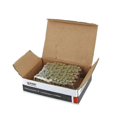 Шина нулевая N 6х9 8 отвер. латунь син. угловой изолятор PROxima EKF sn0-63-08-1 фото 3