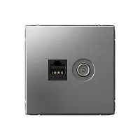 Розетка компьютерная + телевизионная 2-м ArtGallery RJ45 + TV кат.5E сталь SE GAL000989