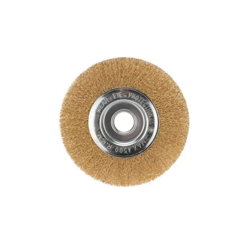 Щетка дисковая для УШМ витая латунированная проволока 150мм отв. 22.23мм Kranz KR-91-1232 фото 3