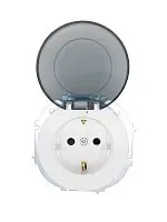 Розетка 1-м СП OSEN с заземл. с крышкой ПБТ бел. LEZARD 743-0288-123B