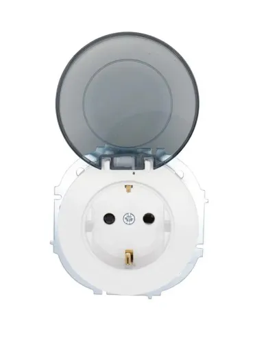 Розетка 1-м СП OSEN с заземл. с крышкой ПБТ бел. LEZARD 743-0288-123B