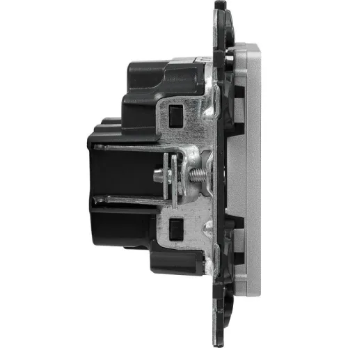 Розетка 1-м СП Valena Life 16А IP20 250В 2P защ. шторки безвинтов. клеммы с лицев. панелью механизм алюм. Leg 753616 фото 3