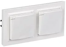 Розетка с крышкой Brite 16А IP44 РСбш10-3-44-БрБ механизм бел. в сб 2шт IEK BR-R16-16-44-2-K01-F-PRO