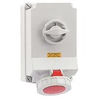 Розетка 63А 4п 3P+PE 6ч 400В IP67 260х160 с блокировкой Bals 16604