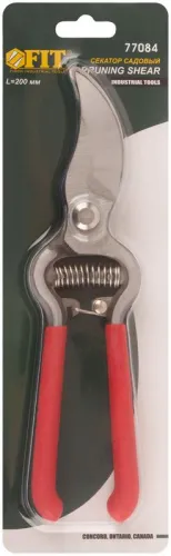 Секатор "Стандарт" режущие кромки внахлест цельнокованый ПВХ покрытие ручек 200мм FIT 77084 фото 3