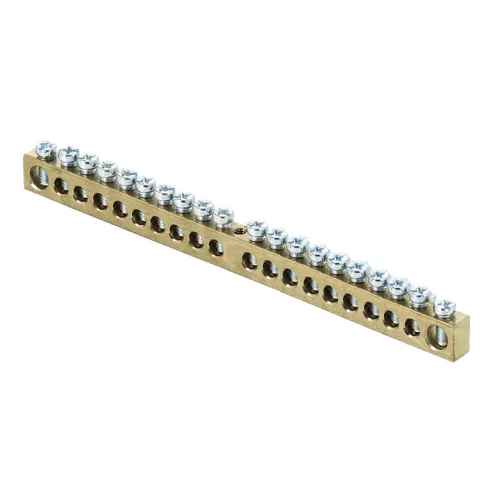 Шина PEN "ноль-земля" 6х9 20 отвер. латунь крепеж по центру PROxima EKF sn0-63-20 фото 2