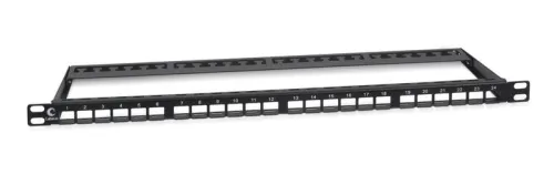 Патч-панель модульная 19дюйм 0.5U 24 порта для неэкранир. модулей высокой плотности с задн. кабельн. организатором (без модулей) Cabeus 9662c