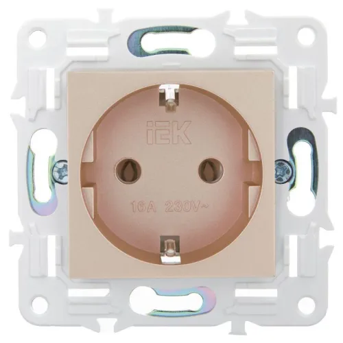 Розетка SKANDY 16А с заземл. без защ. шторок SK-R05Sa песочн. IEK SK-R11-16-K98 фото 2