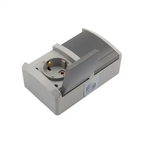 Блок ОП 2 розетки горизонт. INDUSTRIAL с заземл. керамика IP54 сер. Kranz KR-78-0614 фото 4